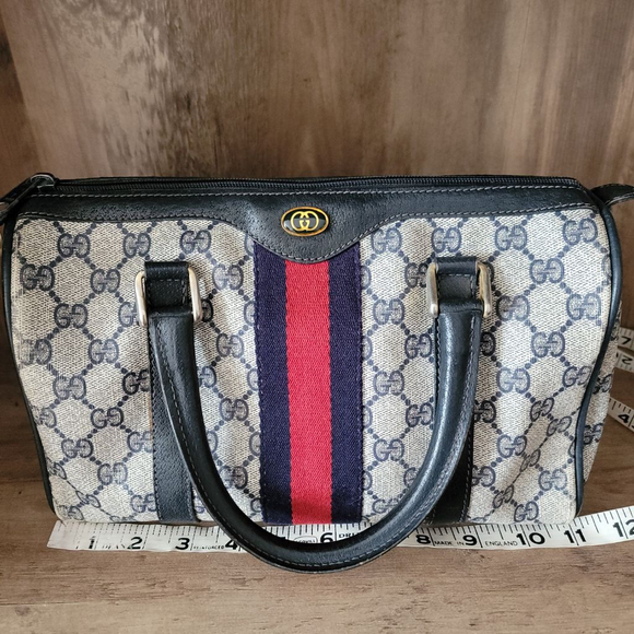 Vintage Gucci Accessory Collection 80s Boston Bag Monogram Leather Purse - Picture 11 of 13